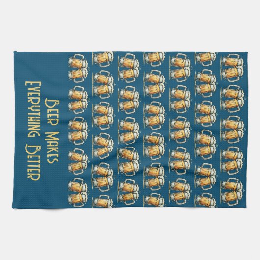 Beer Makes Everything Better Kitchen Towel キッチンタオル (横)