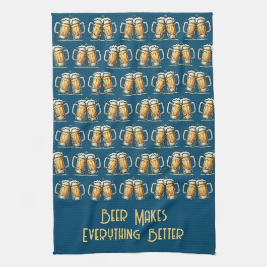 Beer Makes Everything Better Kitchen Towel キッチンタオル (縦)
