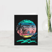 Beer Me Funny Drinking Beach Retro Sunset Palm カード (正面)