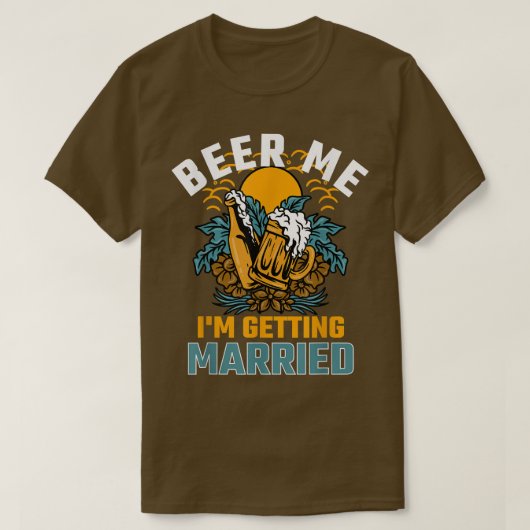 Beer Me Im Getting Marshed おもしろい Groomレトログラフ Tシャツ (デザイン正面)