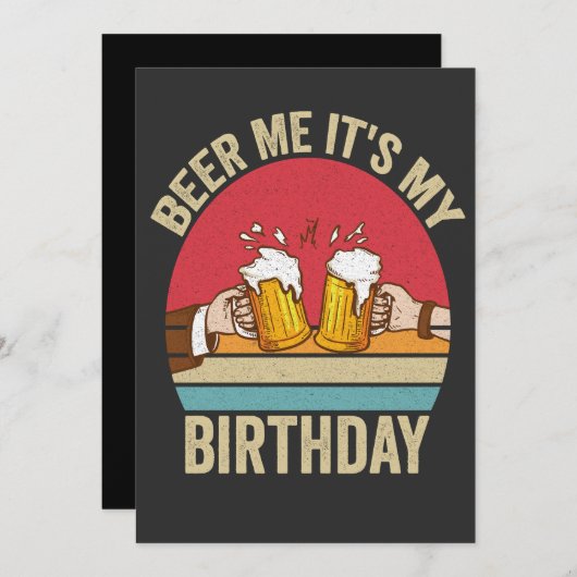 Beer me it's My誕生日サンセットおもしろいヴィンテージギフト シーズンカード (正面/裏面)