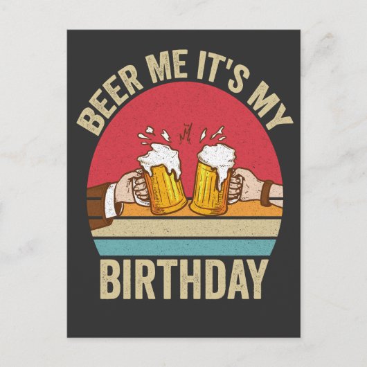 Beer me it's My誕生日サンセットおもしろいヴィンテージギフト ポストカード (正面)