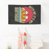 Beer me it's My誕生日サンセットおもしろいヴィンテージギフト 横断幕 (インサイチュ)