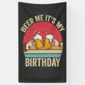 Beer me it's My誕生日サンセットおもしろいヴィンテージギフト 横断幕 (縦)