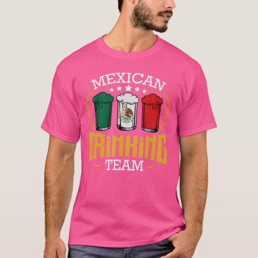 Beer Mexican Drinking Team Mexico Flag Funny Beer  Tシャツ (正面)