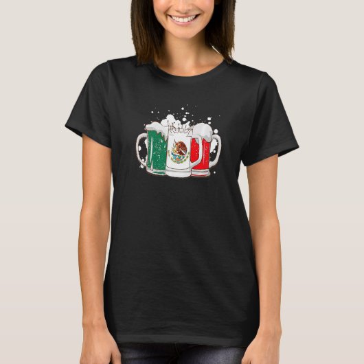 Beer Mexican Flag  Cinco De Mayo Women Mexico Tシャツ (正面)