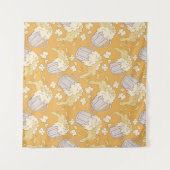 Beer Mug Cartoon:ヴィンテージシームレス。 タペストリー (正面(横))