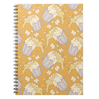 Beer Mug Cartoon:ヴィンテージシームレス。 ノートブック