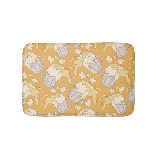 Beer Mug Cartoon:ヴィンテージシームレス。 バスマット (正面)