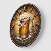 Beer Mug Man Cave Bar Gift ラージ壁時計 (傾斜)
