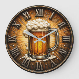 Beer Mug Man Cave Bar Gift ラージ壁時計