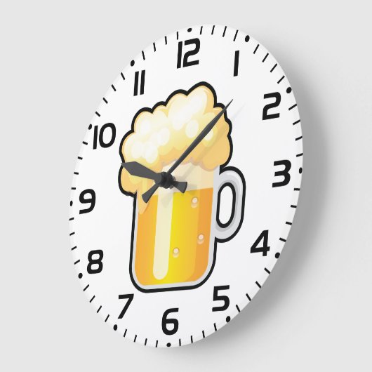 Beer Mug with Frothy Foam ラージ壁時計 (傾斜)