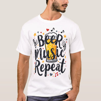Beer Music Repeat Tシャツ
