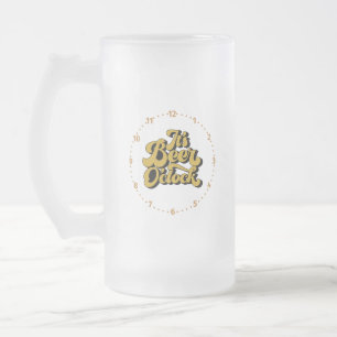 Beer O'Clock on a Clock顔 フロストグラスビールジョッキ