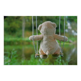 Beer op schommel vanaf de rug. ポスター