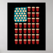 Beer Pong Drinking Game American Flag 4th Of july ポスター (正面)