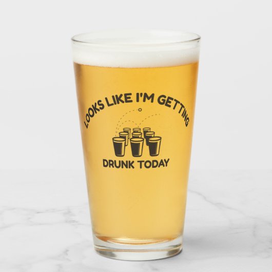 Beer Pong Mode | Getting Drunk Today Pint Glass タンブラーグラス (ドリンク正面)