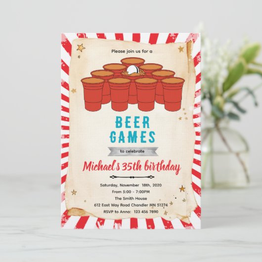 Beer pong party Invitation 招待状 (スタンド正面)