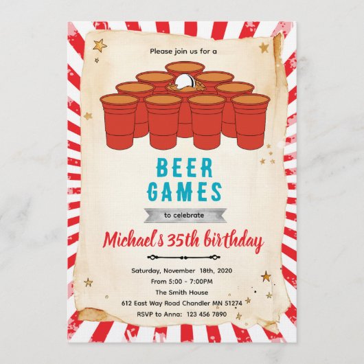 Beer pong party Invitation 招待状 (正面)