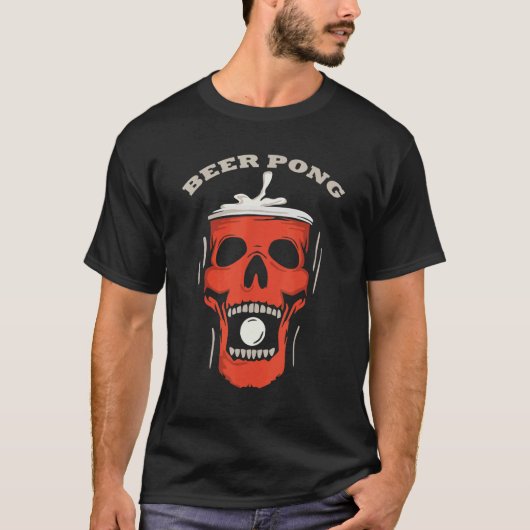Beer Pong   Skull Cup Tシャツ (正面)