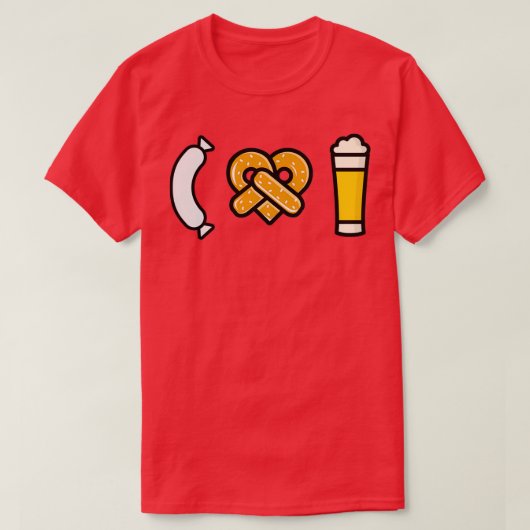 Beer pretzel Weisswurst I love Weizen Bavarian Tシャツ (デザイン正面)