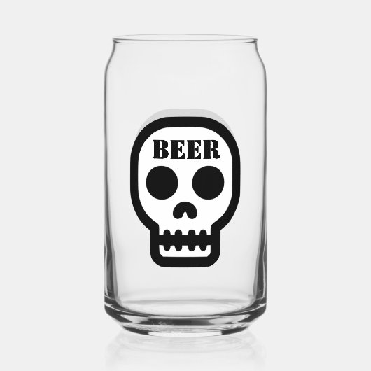Beer™ Skull Glass (Design on Front & Back) ガラス缶 (正面)