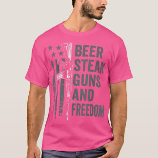 Beer Steak Guns & Freedom Drinking BBQ AR15 USA F Tシャツ
