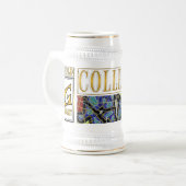 Beer Stein 22 oz – GGASTによるゴールド抽象芸術 ビールジョッキ (正面左)