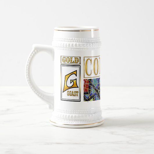 Beer Stein 22 oz – GGASTによるゴールド抽象芸術 ビールジョッキ (左)