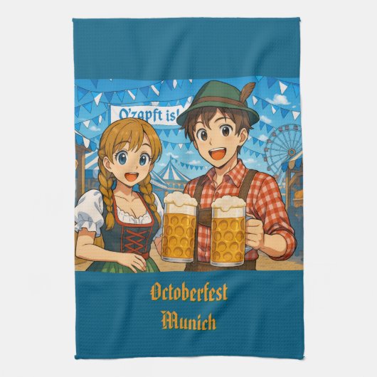 Beer tasting during Oktoberfest in Munich, Germany キッチンタオル (縦)
