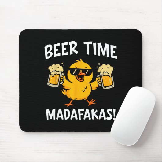 Beer Time Madafakas Funny Meme Duck With Beer Chic マウスパッド (マウス)