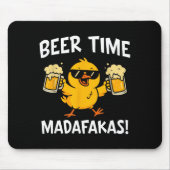 Beer Time Madafakas Funny Meme Duck With Beer Chic マウスパッド (正面)