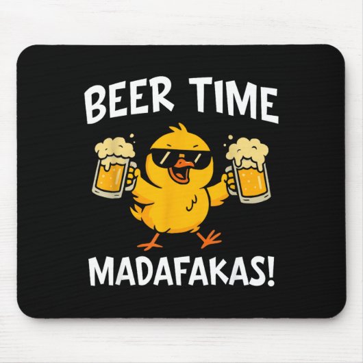 Beer Time Madafakas Funny Meme Duck With Beer Chic マウスパッド (正面)