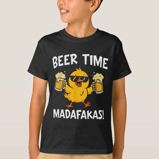 Beer Time Madafakas Funny Meme Duck With Beer Chic Tシャツ (正面)