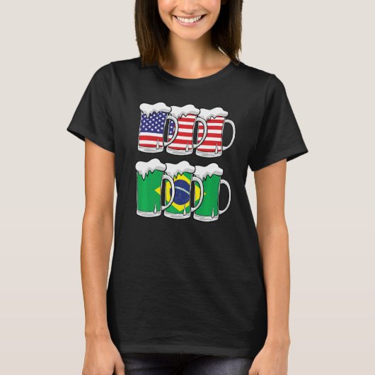 Beer Usaブラジル米国ブラジル国旗 Tシャツ (正面)