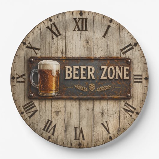 Beer Zone Rustic Bar Vintage Pub ペーパープレート (正面)