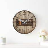 Beer Zone  Rustic Bar Vintage Pub ラージ壁時計 (ホーム)