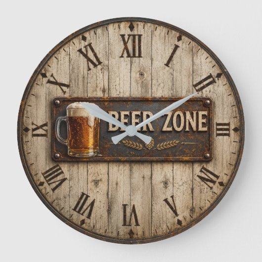 Beer Zone  Rustic Bar Vintage Pub ラージ壁時計 (正面)