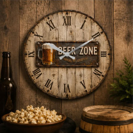 Beer Zone Rustic Bar Vintage Pub ラージ壁時計