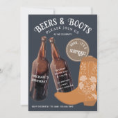 Beers Boots Cowboy Adult Birthday Surprise Party 招待状 (正面)