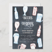 Beers Rustic Hand Drawn Funny Beer Birthday 招待状 (正面)