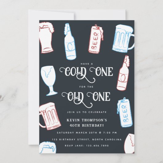 Beers Rustic Hand Drawn Whimsical Beer Birthday 招待状 (正面)