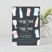 Beers Rustic Hand Drawn Whimsical Beer Birthday 招待状 (スタンド正面)