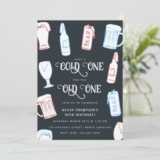 Beers Rustic Hand Drawn Whimsical Beer Birthday 招待状 (スタンド正面)
