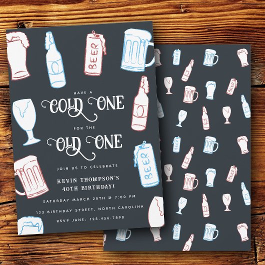 Beers Rustic Hand Drawn Whimsical Beer Birthday 招待状