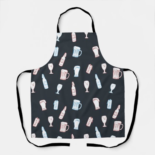 Beers Rustic Hand Drawn Whimsical Beer Man Cave エプロン (正面)