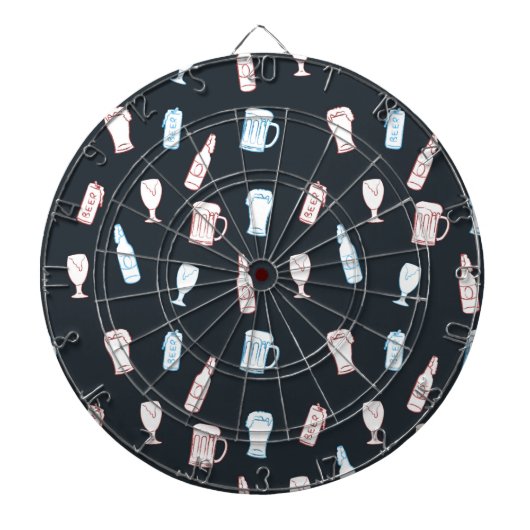 Beers Rustic Hand Drawn Whimsical Beer Man Cave ダーツボード (正面)