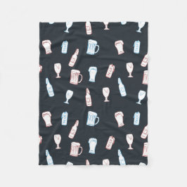 Beers Rustic Hand Drawn Whimsical Beer Man Cave フリースブランケット