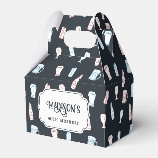 Beers Rustic Hand Drawn Whimsical Beer Party Theme フェイバーボックス (正面サイド)