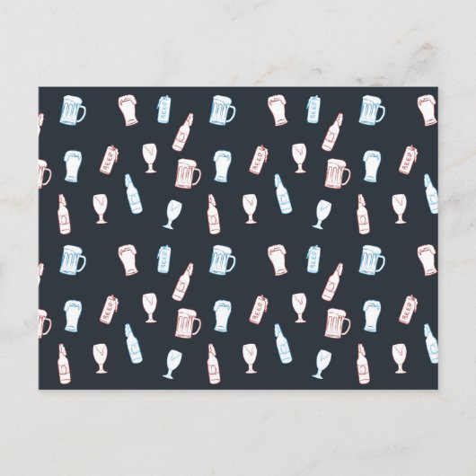 Beers Rustic Hand Drawn Whimsical Beer Party Theme ポストカード (正面)